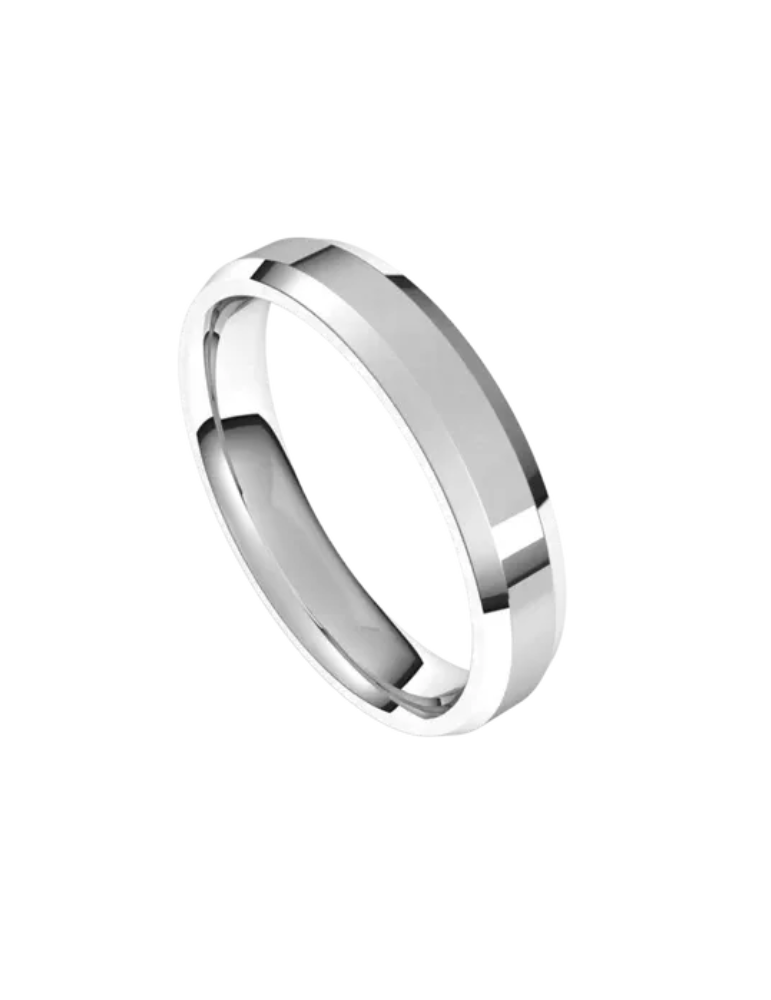 Beveled Edge Comfort Fit Flat Platinum Band