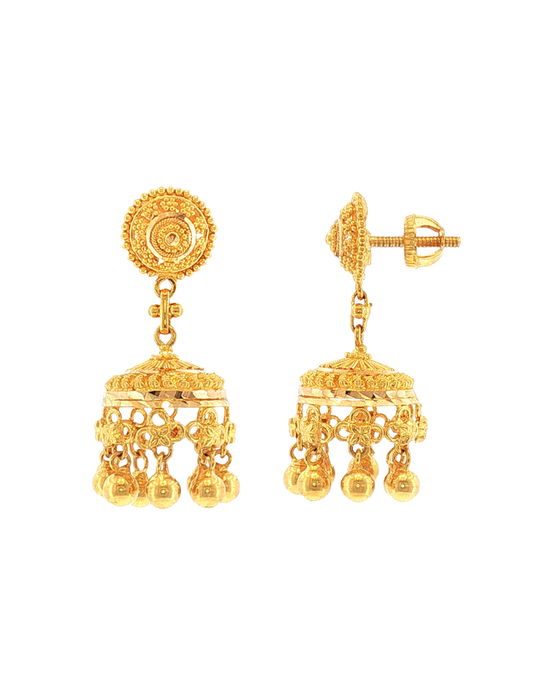 Rajasi Dome Gold Jhumkas - 22 Karat