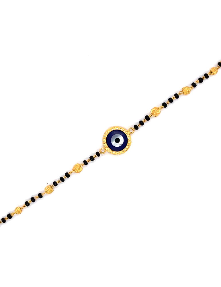 Online Jewellery Shopping - Evil Eye Bracelet On Mangalsutra Chain In Gold  at Jewelslane