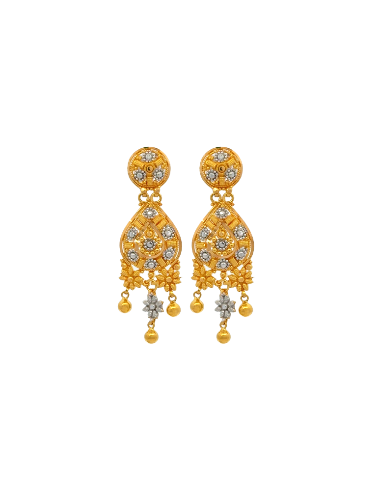 Two-Toned Gold Earrings - 22 Karat