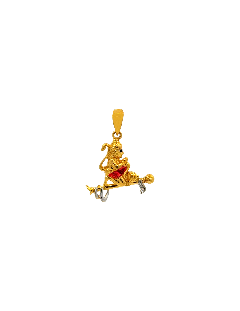 Gold Hanuman Pendant - 22 Karat