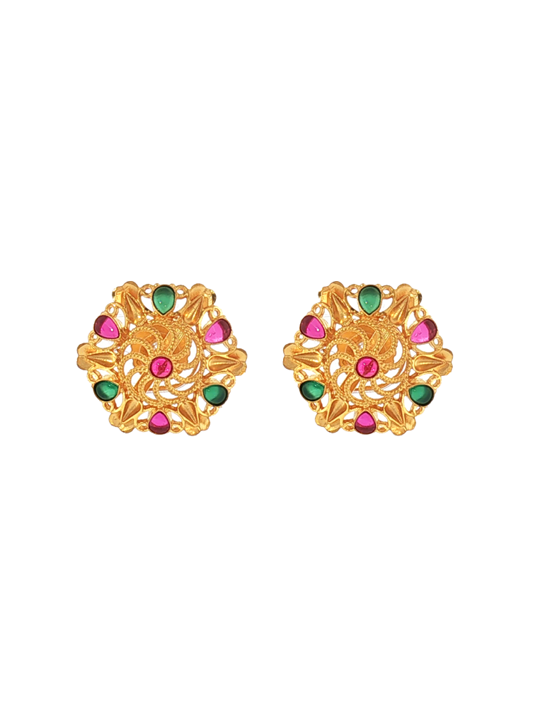 Rangoli Filigree Studs - 22 Karat