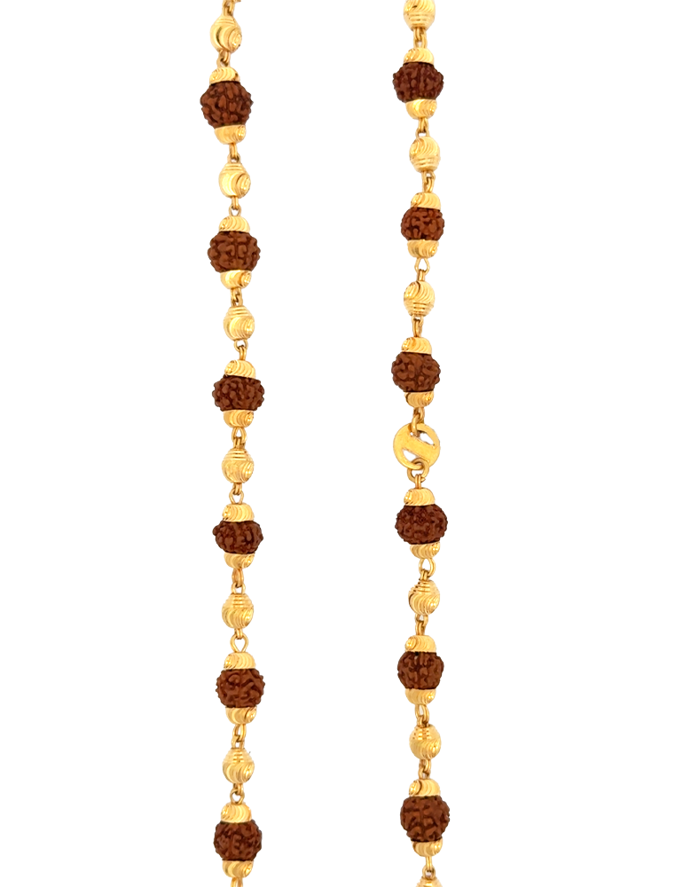 Divine Rudraksha & Gold Bead Gold Chain - 22 Karat