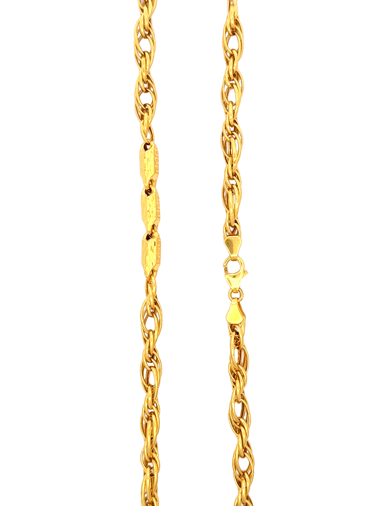 Twistline Bar Accent Gold Chain - 22 Karat