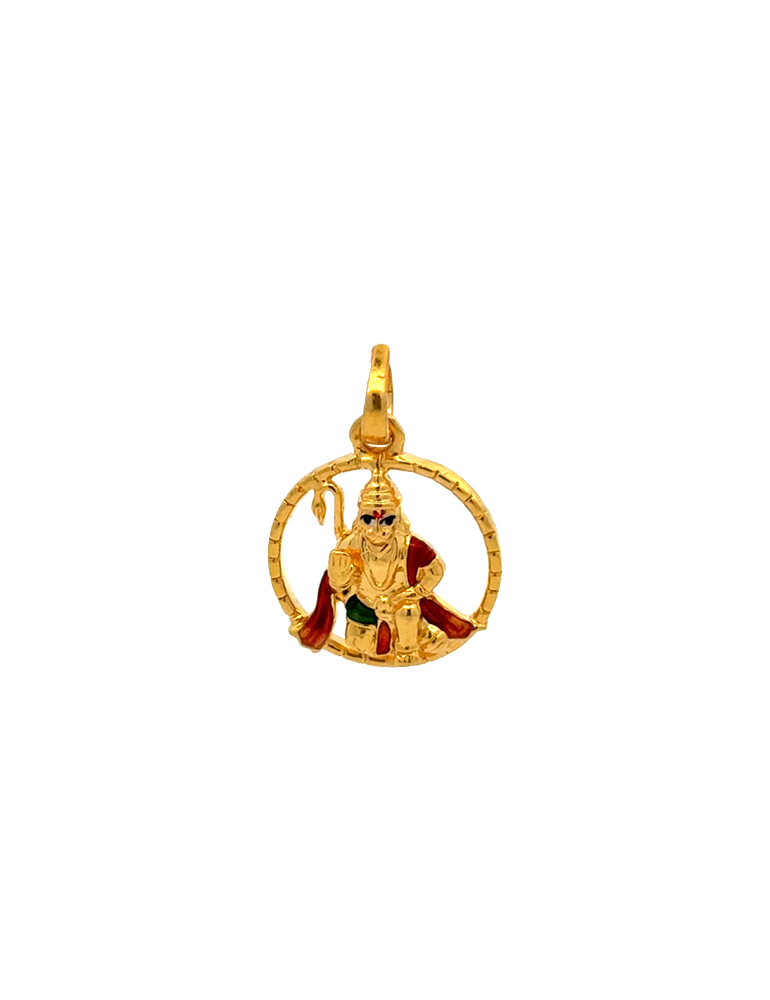 Gold Hanuman Pendant 22 Karat