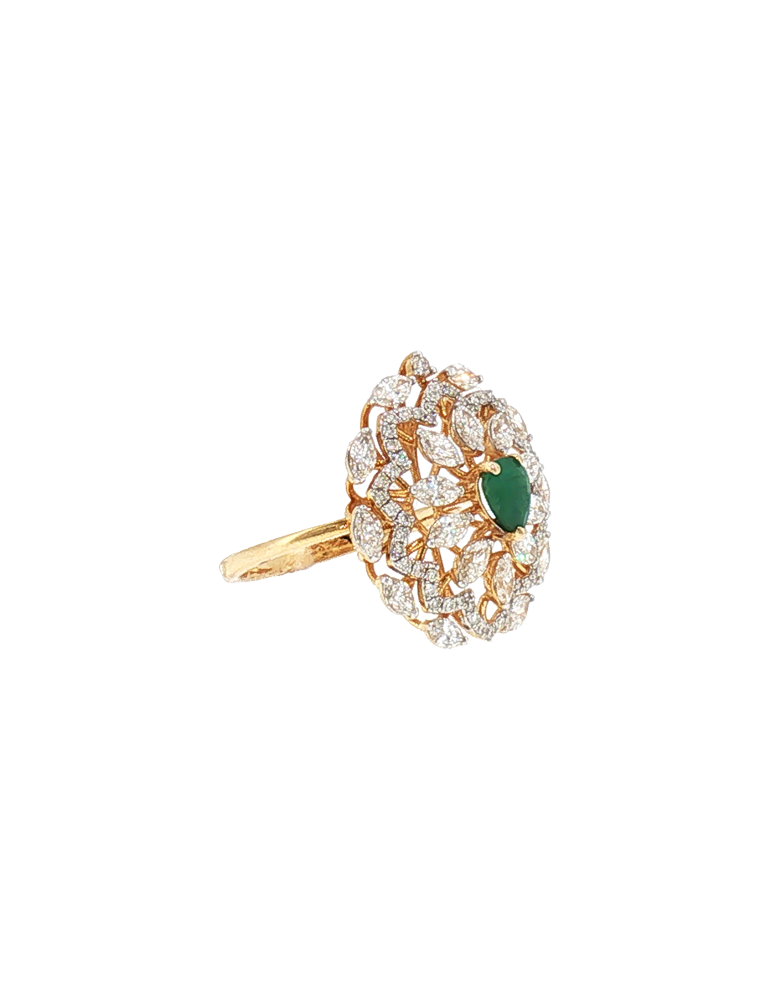 Roselle Emerald Diamond Ring -  14 Karat