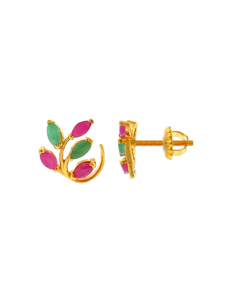 Vasanti Leaf Gold Studs - 22 Karat