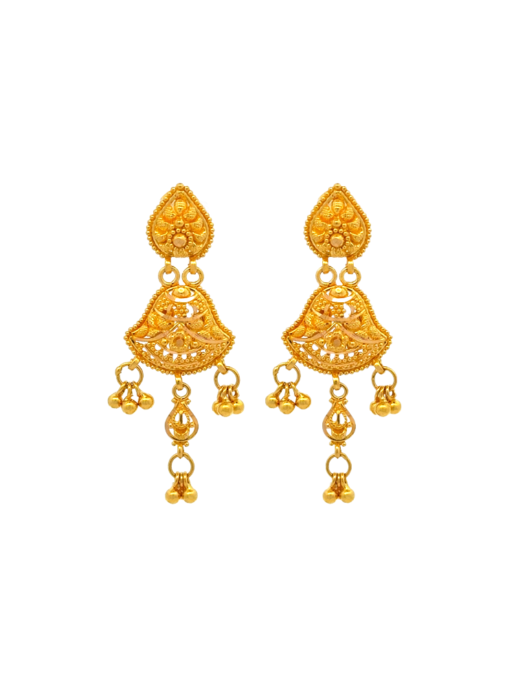 Sonaré Draped Gold Necklace With Earrings - 22 Karat