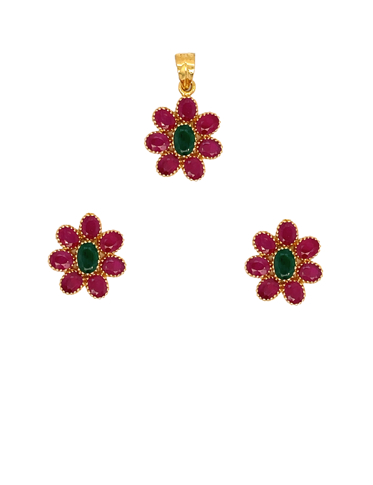 Emarald & Rubies Pendant Set 22 Karat