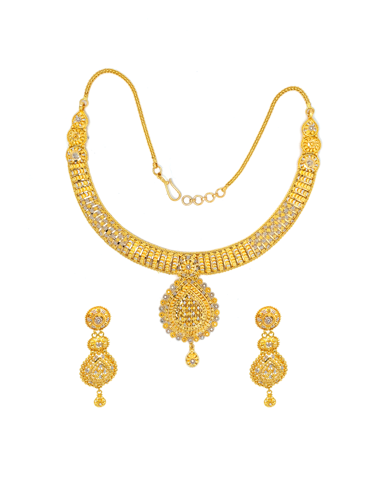 Gold Necklace Set with Earrings 22 Karat