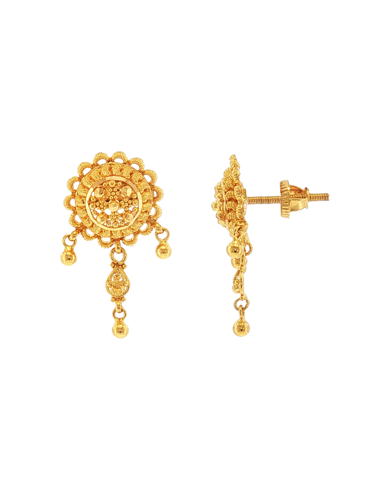 Kanak Rosette Gold Drops - 22 karat
