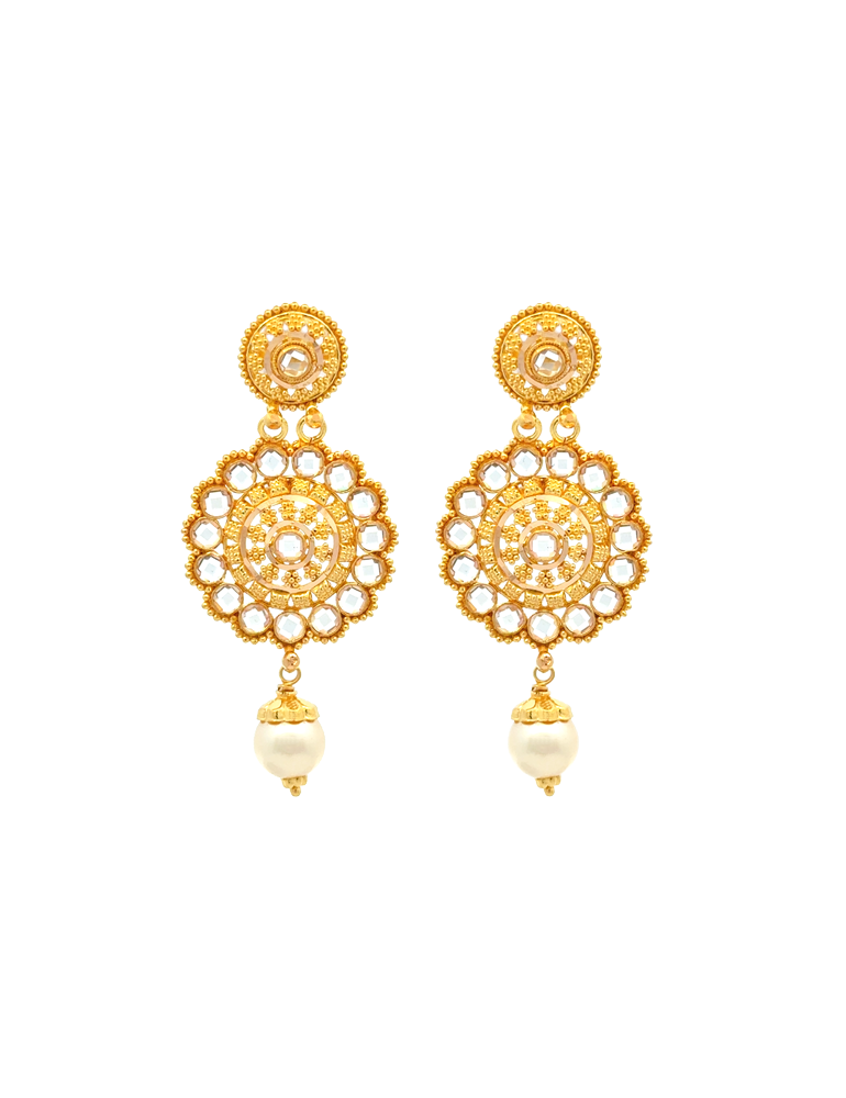 Muktika Pearl Gold Set with Earrings - 22 Karat