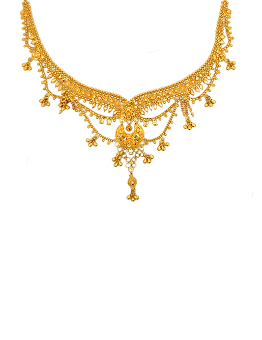 Gold Neckalce with Earrings - 22 Karat
