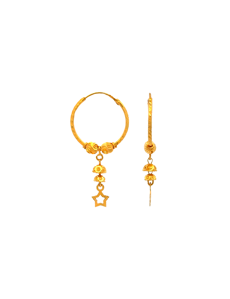 Star Drop Gold Bali - 22 Karat