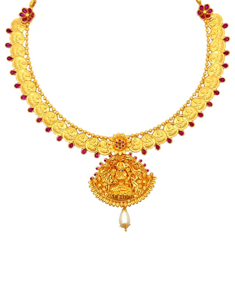Gold Neckalce Set with Earrings  - 22 Karat