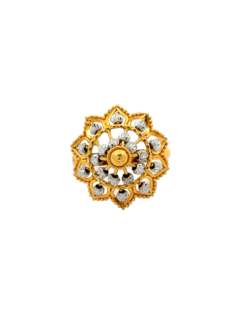 Rhodium Cut Flower Design – 22K Gold Elegance