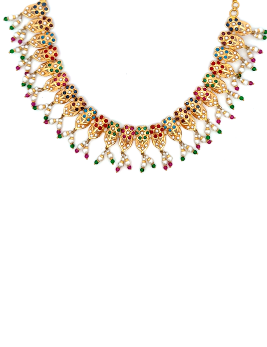 Gold Antique Necklace Set With Earrings 22 Karat