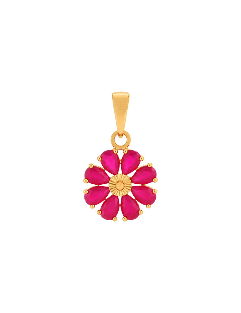 Ruby Daisy Gold Jewelry Set - 22 Karat