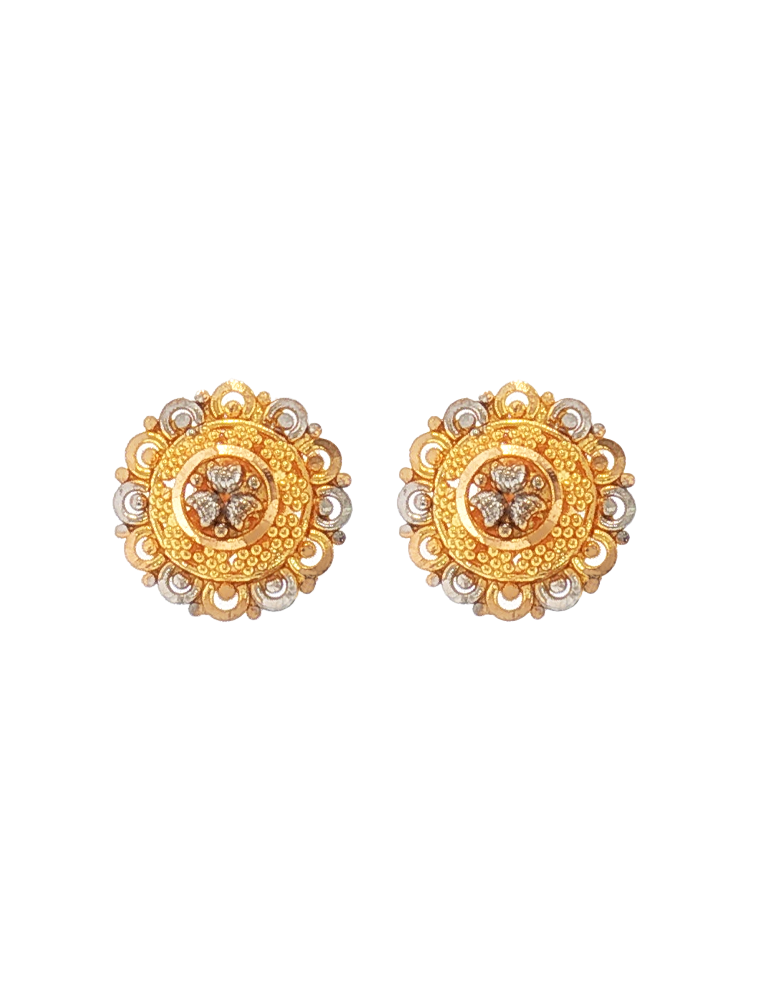 Zariya Two-Tone Studs - 22 karat