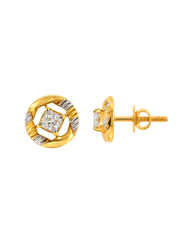 Nova Square Solitaire Earrings - 22 karat