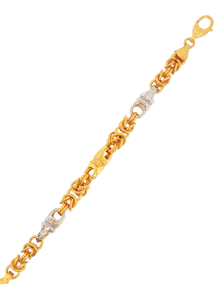Rhodium Accent Link Gold Bracelet - 22 Karat