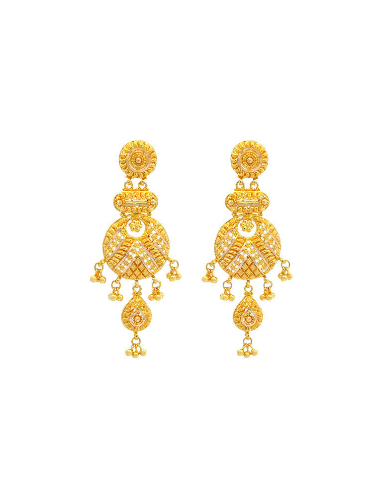 Gold Medallion Necklace Set with Earrings 22 Karat