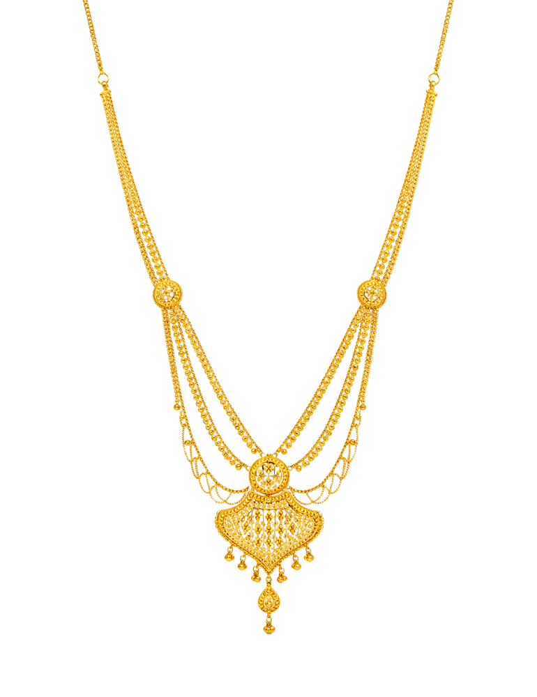 Vilasita Cascade Necklace Set with Earrings 22 Karat