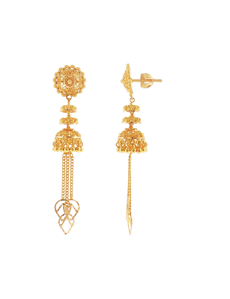 Veda Cascade Jhumkas - 22 karat