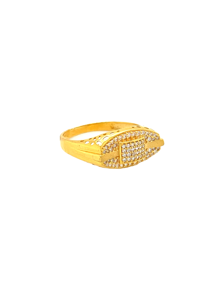 CZ Stones Gold Men's Ring 22 Karat