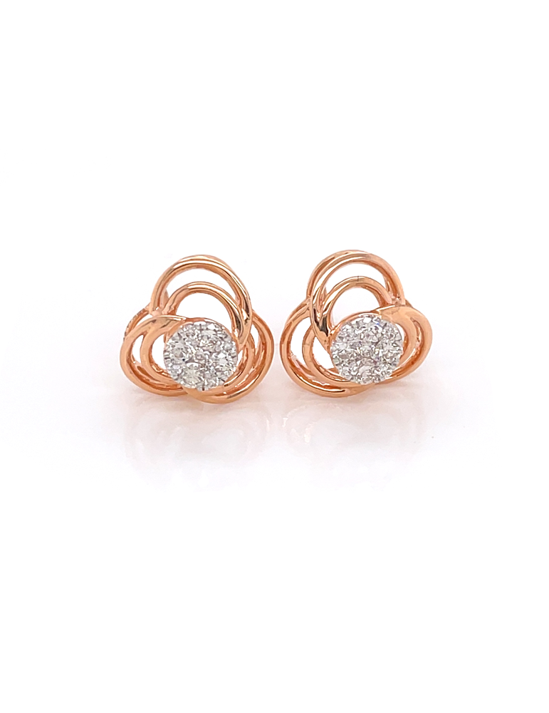 Floral Diamond Rose Gold Earrings in 18 Karat