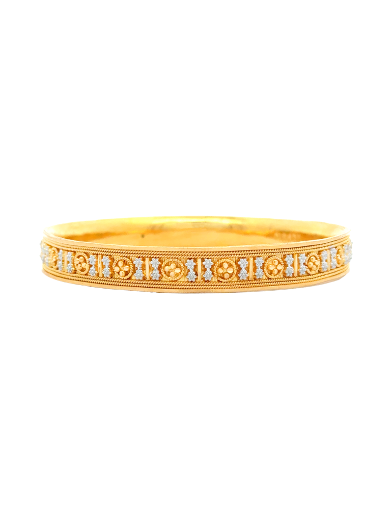 Heritage Floral Gold Bangle 22 Karat - Set of 2
