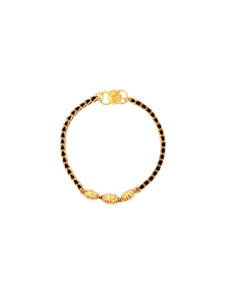 A Pair of Black-Beads Kid's Bracelet - 22 Kt