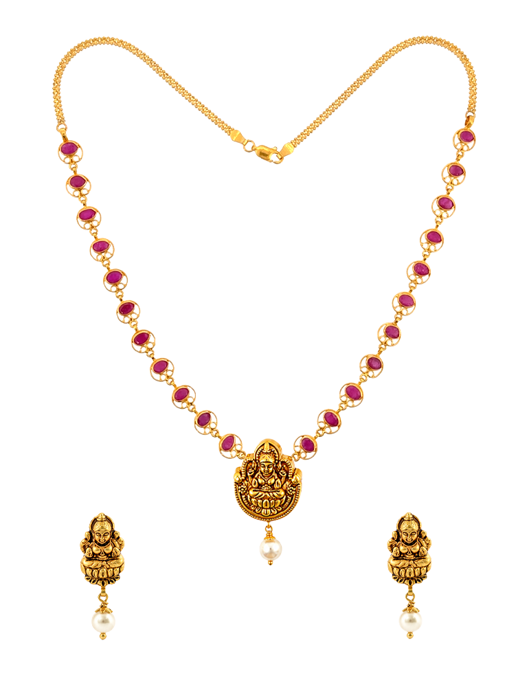 Mahalakshmi Ruby Haar Set - 22 Kt