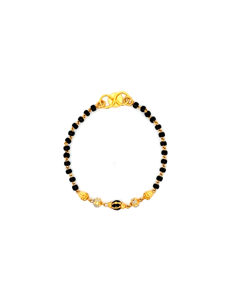 A Pair of Black-Beads Kid's Bracelet - 22 Kt