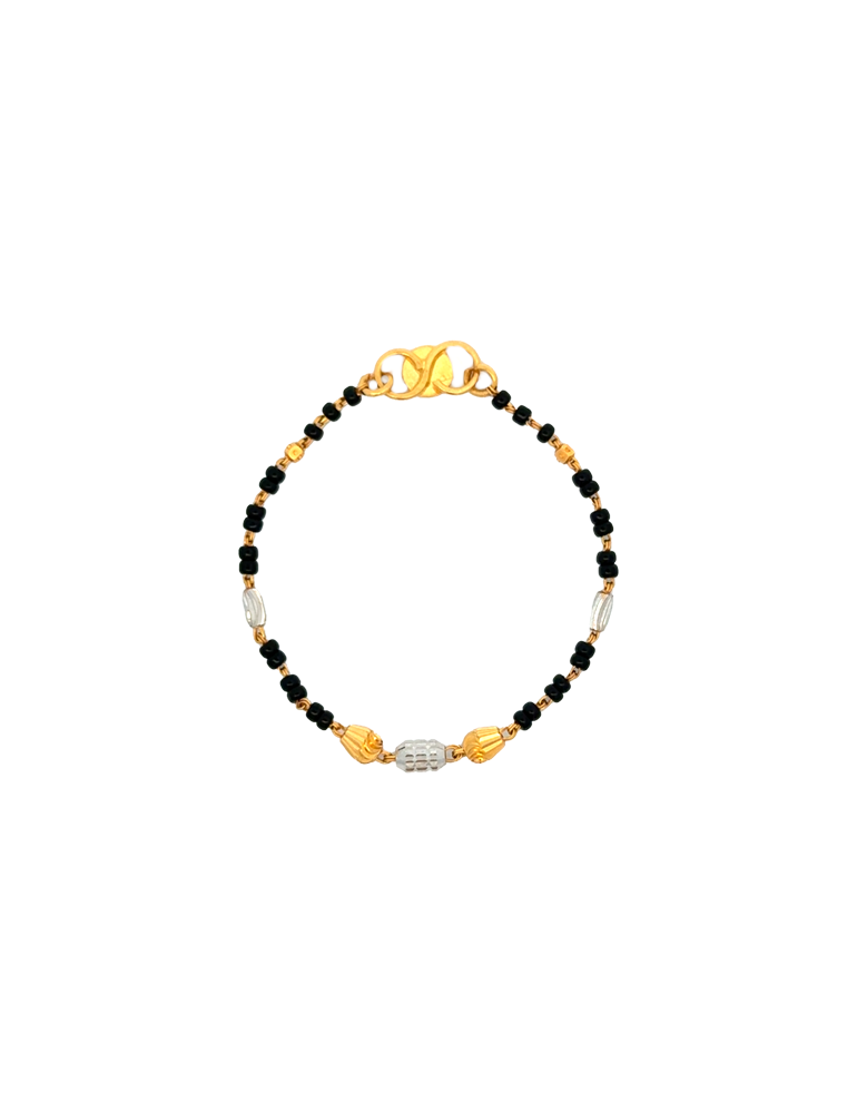 A Pair of Black-Beads Kid's Bracelet - 22 Kt