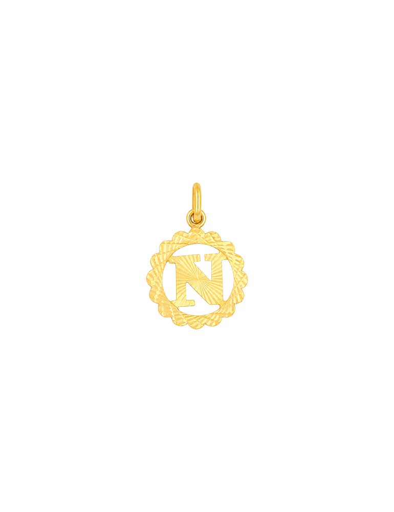 Initial 'N' Gold Pendant - 22 Karat