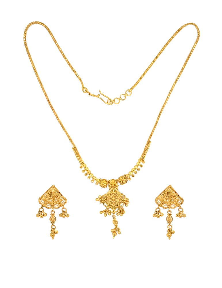 22 Karat Gold Necklace Set with Earrings