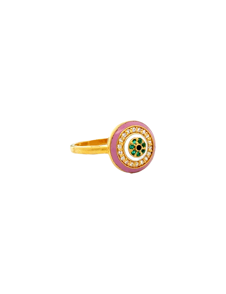 Gulrang Soft Meenakari Gold Ring - 22 Karat