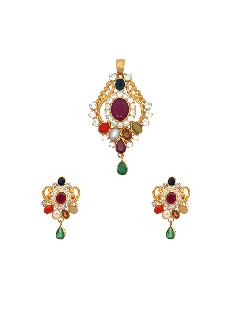 Navarathna Gold Pendant Set