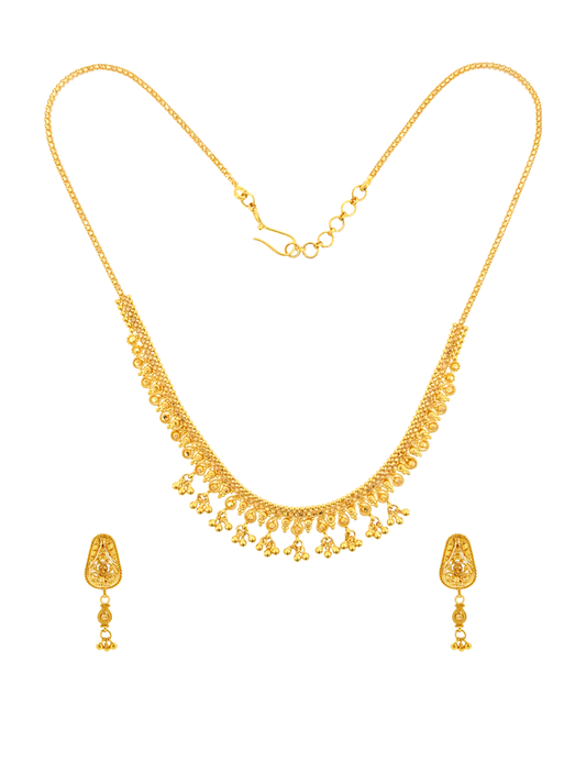Gold Heirloom Fringe Set with Earrings - 22 Karat