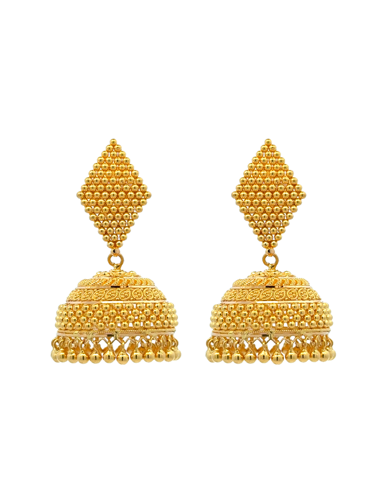 Gold Dazzling Jhumkas - 22 Karat