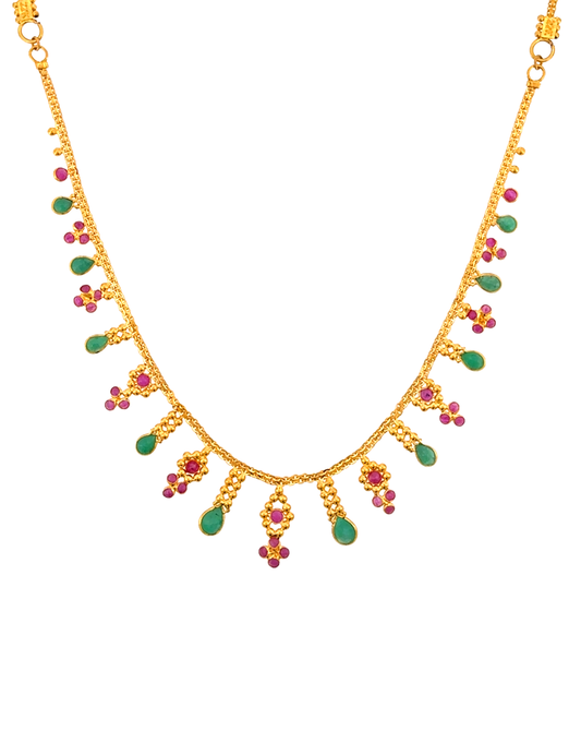 Vanya Panna Gold Necklace Set - 22 Kt