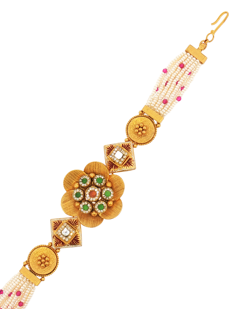 Pushparatna Pearl Gold Bracelet - 22 Kt