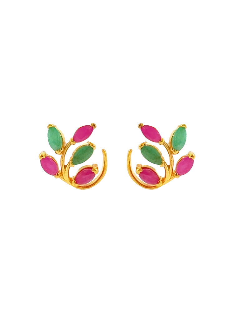 Vasanti Leaf Gold Studs - 22 Karat