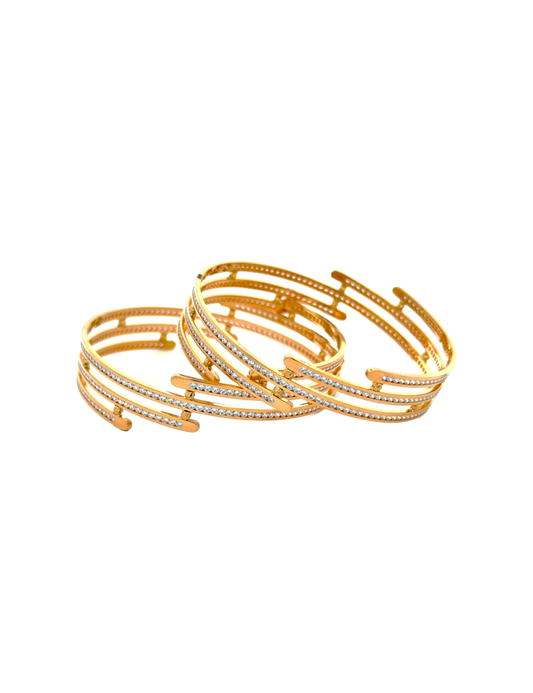 Fancy Gold Bangles 22 Karat - Set Of 2