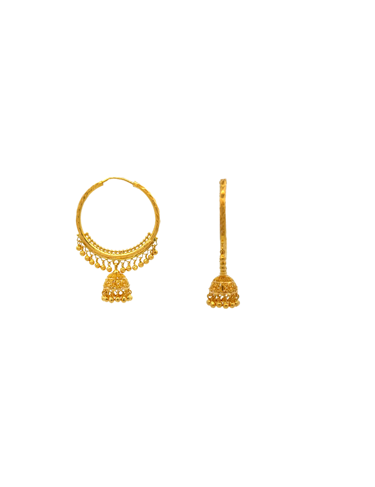 Gold Hoop Danglers - 22 Karat