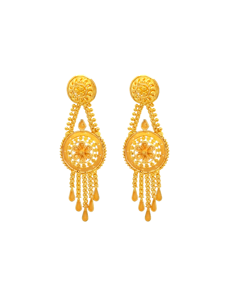 Radiance Pendant Gold NecklaceSet with Earrings 22 Karat