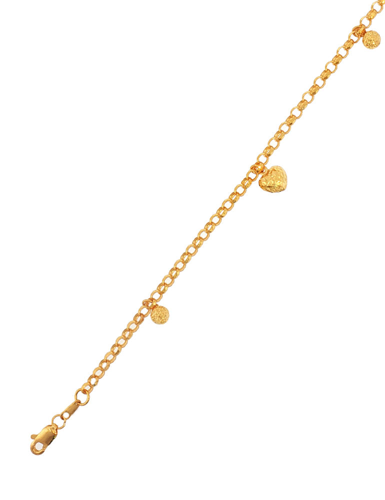 Textured Love Charm Bracelet - 22 Karat