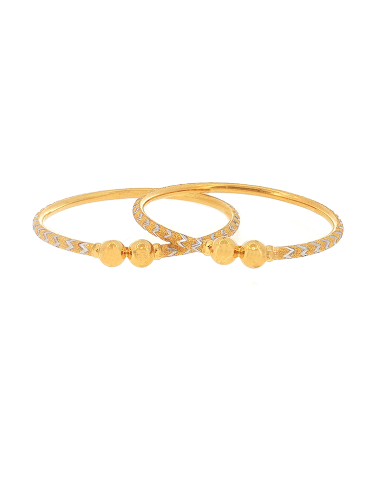 Cassia Chevron Bead Gold Bangle 22kt  - Set of 2