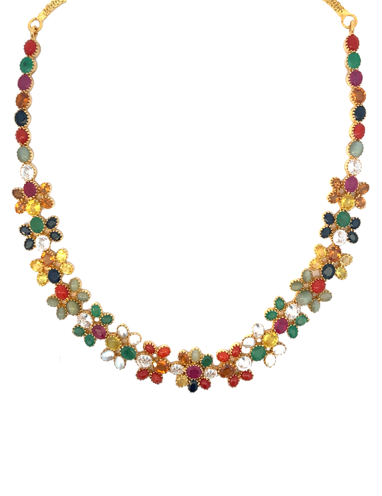 Gold Navaratnam Set with Earrings 22 Karat